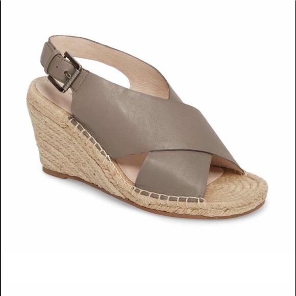Caslon Suri Espadrille Gray Leather Wedge - Picture 1 of 8